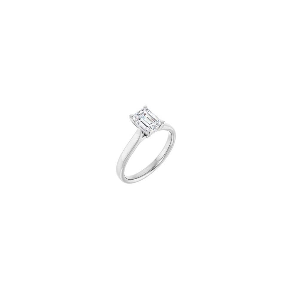 Engagement Ring - 14K White Gold Emerald Lab-Grown Diamond