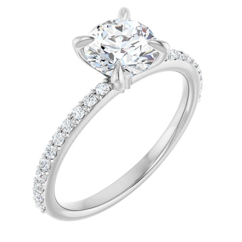 Accented Engagement Ring (Multiple Metal Options)