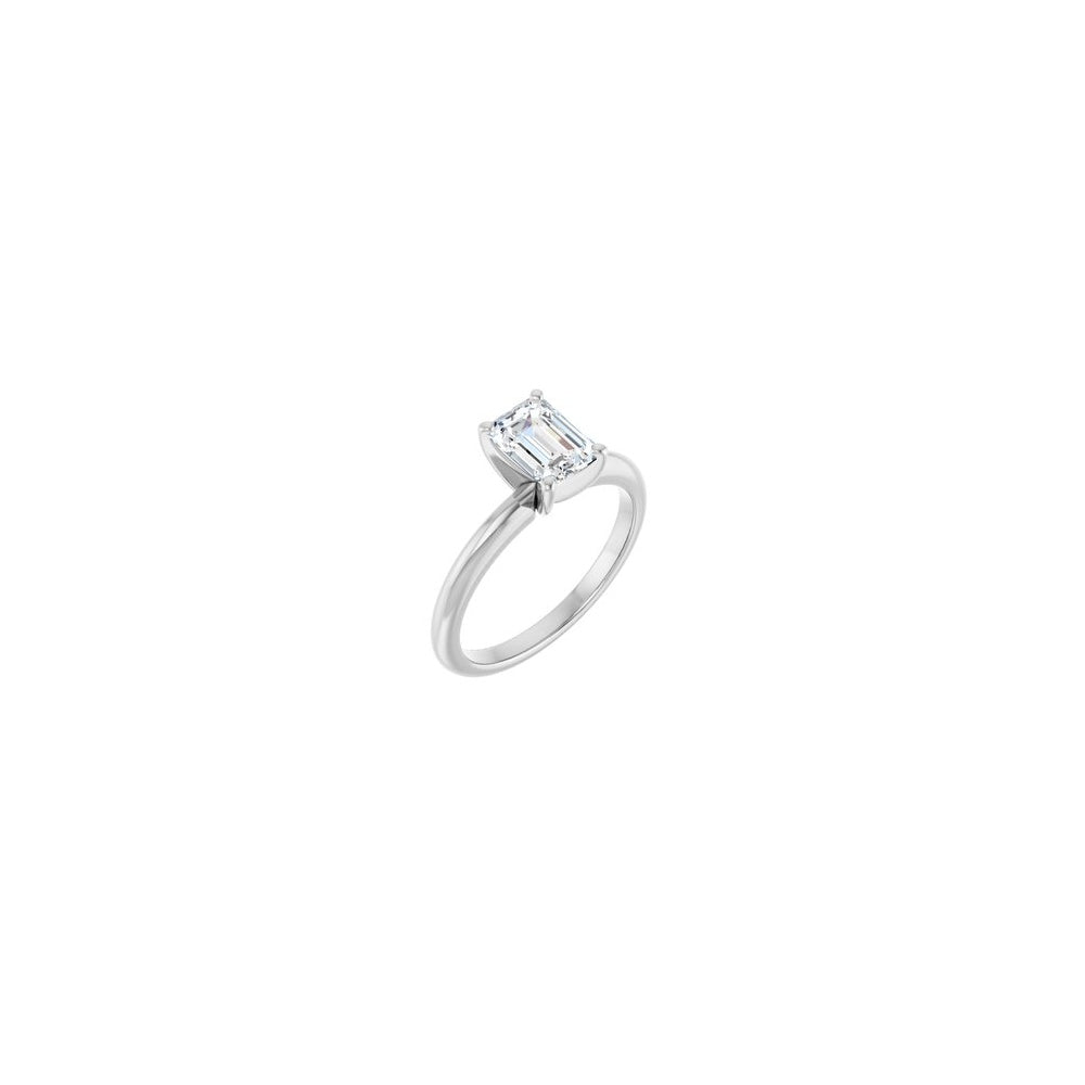 Engagement Ring - 14K White Gold Emerald Lab-Grown Diamond