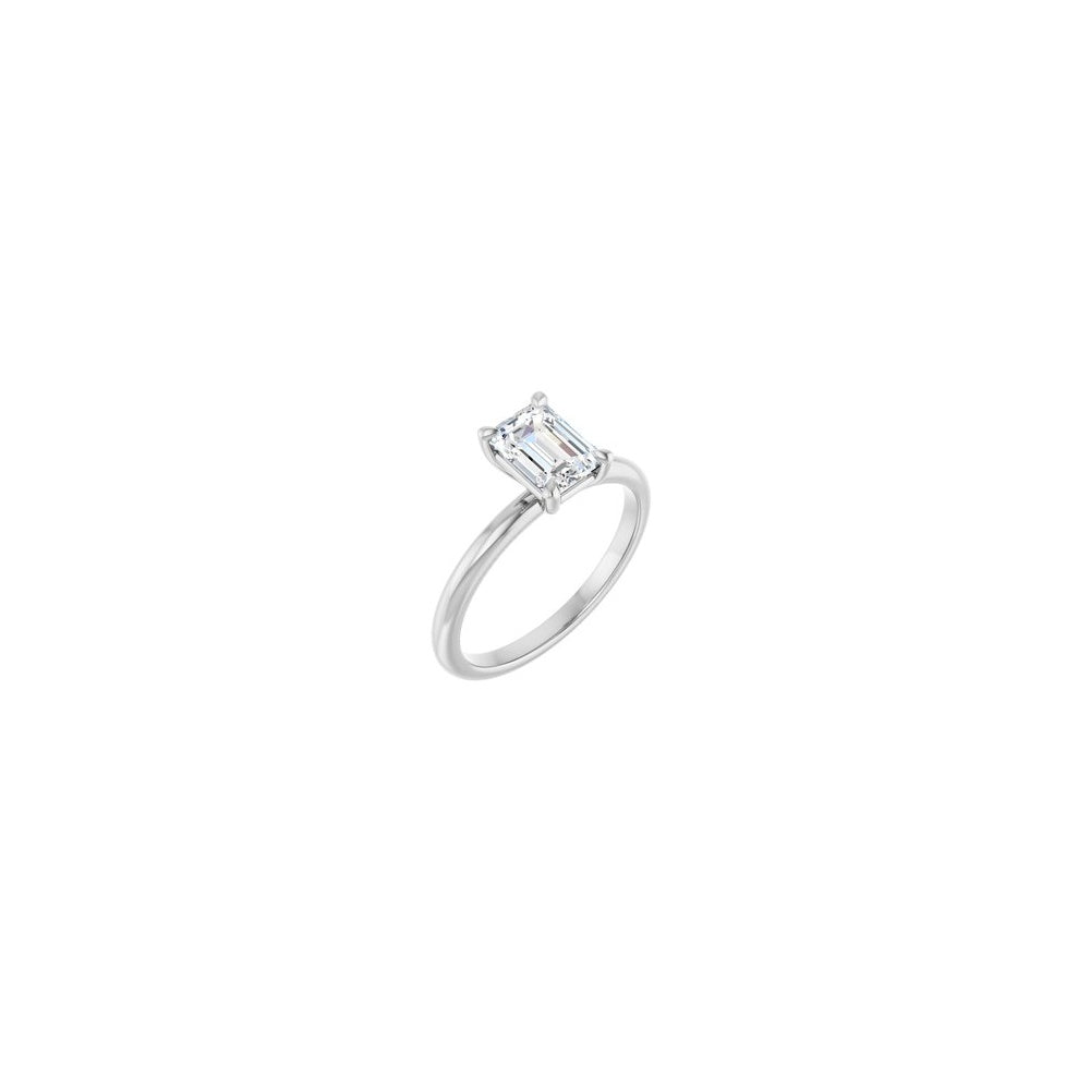 Claw-Prong Engagement Ring - 14K White Gold Emerald Lab-Grown Diamond