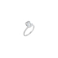 Half-Bezel Engagement Ring - 14K White Gold Emerald Lab-Grown Diamond