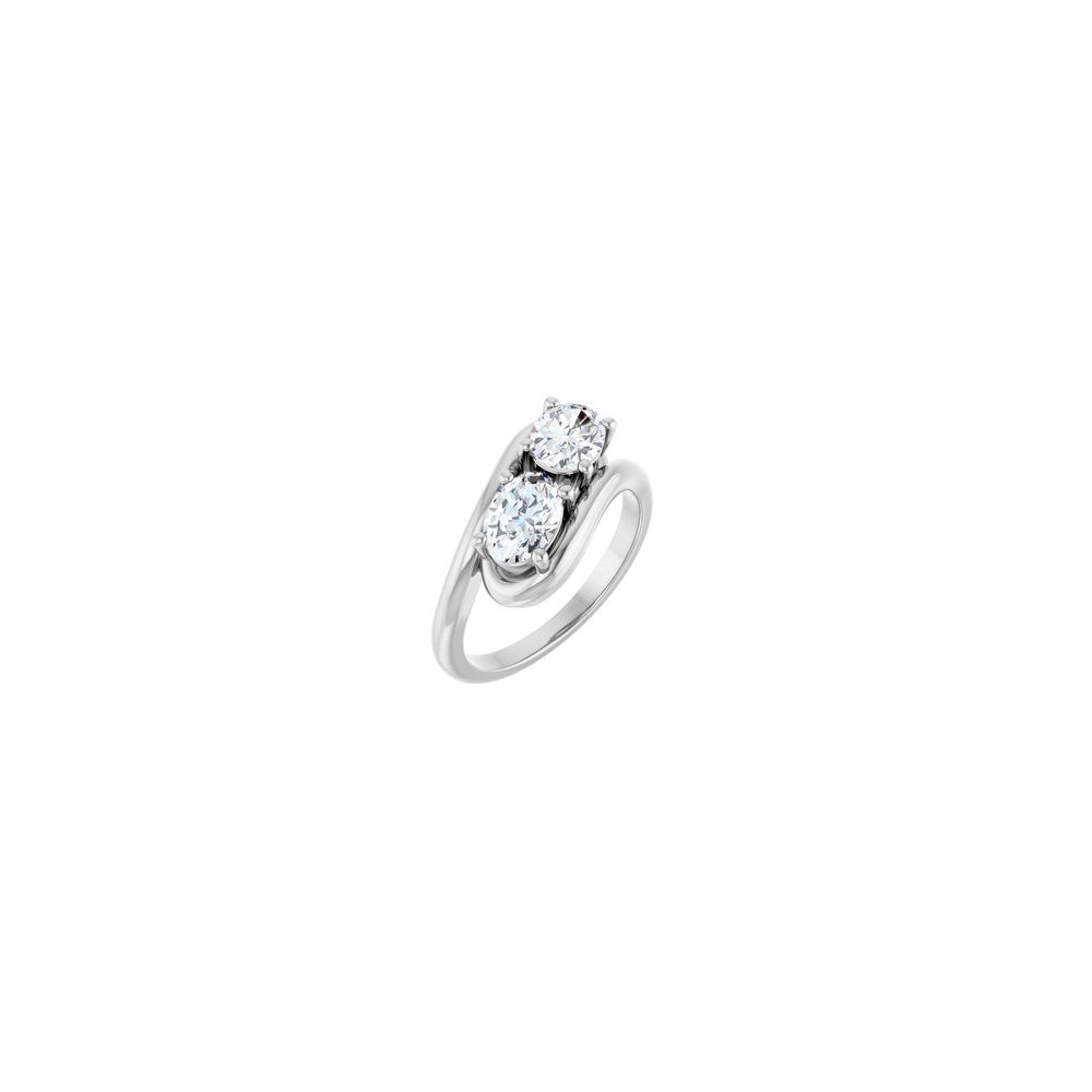 Two-Stone Bypass Ring - 14K White Gold Oval Lab-Grown Diamond