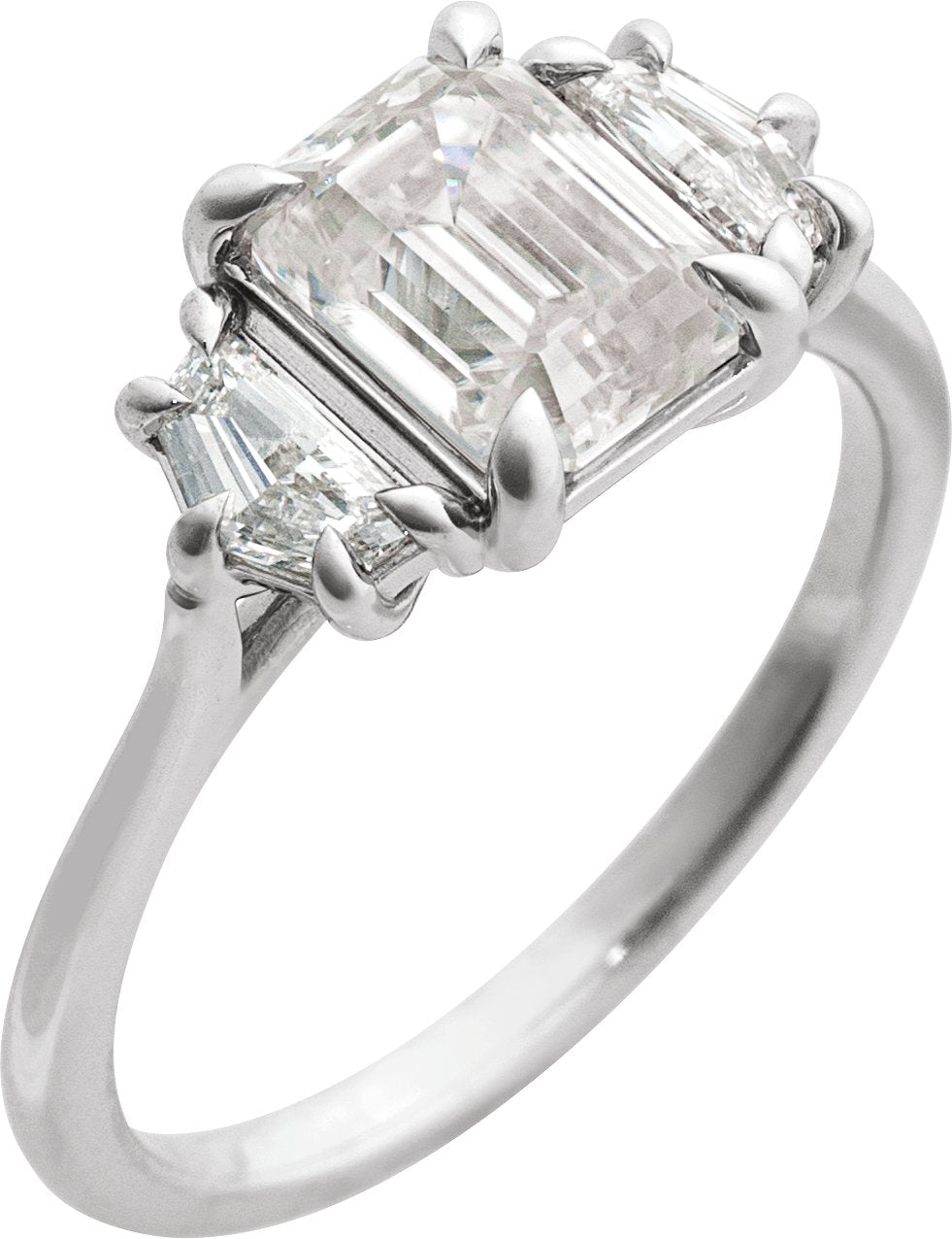 Claw-Prong Three-Stone Engagement Ring