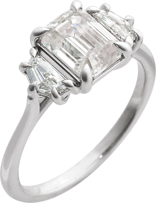 Claw-Prong Three-Stone Engagement Ring