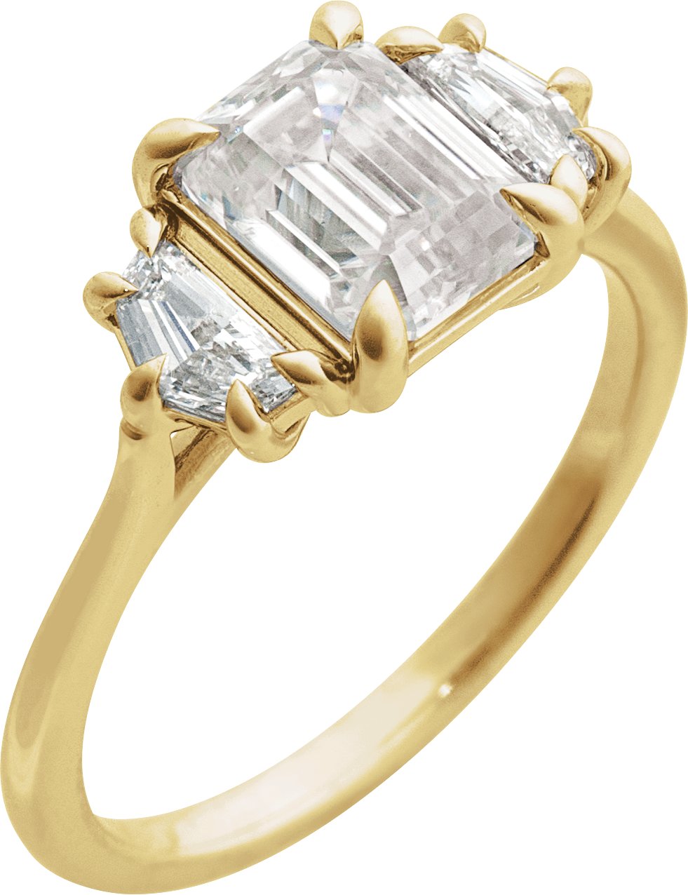 Claw-Prong Three-Stone Engagement Ring