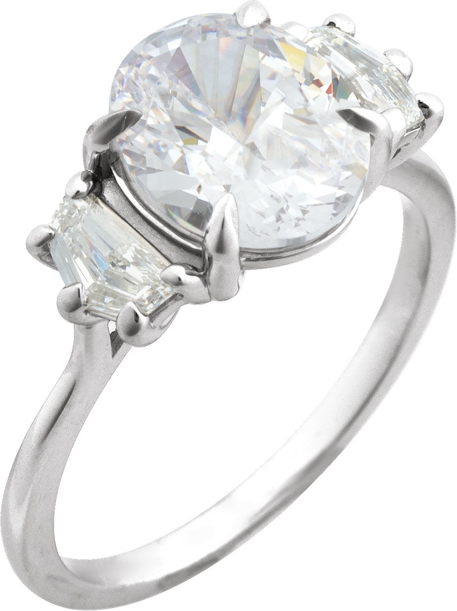 Claw-Prong Three-Stone Engagement Ring