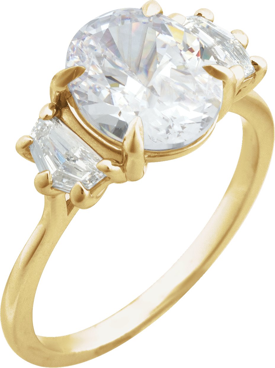 Claw-Prong Three-Stone Engagement Ring