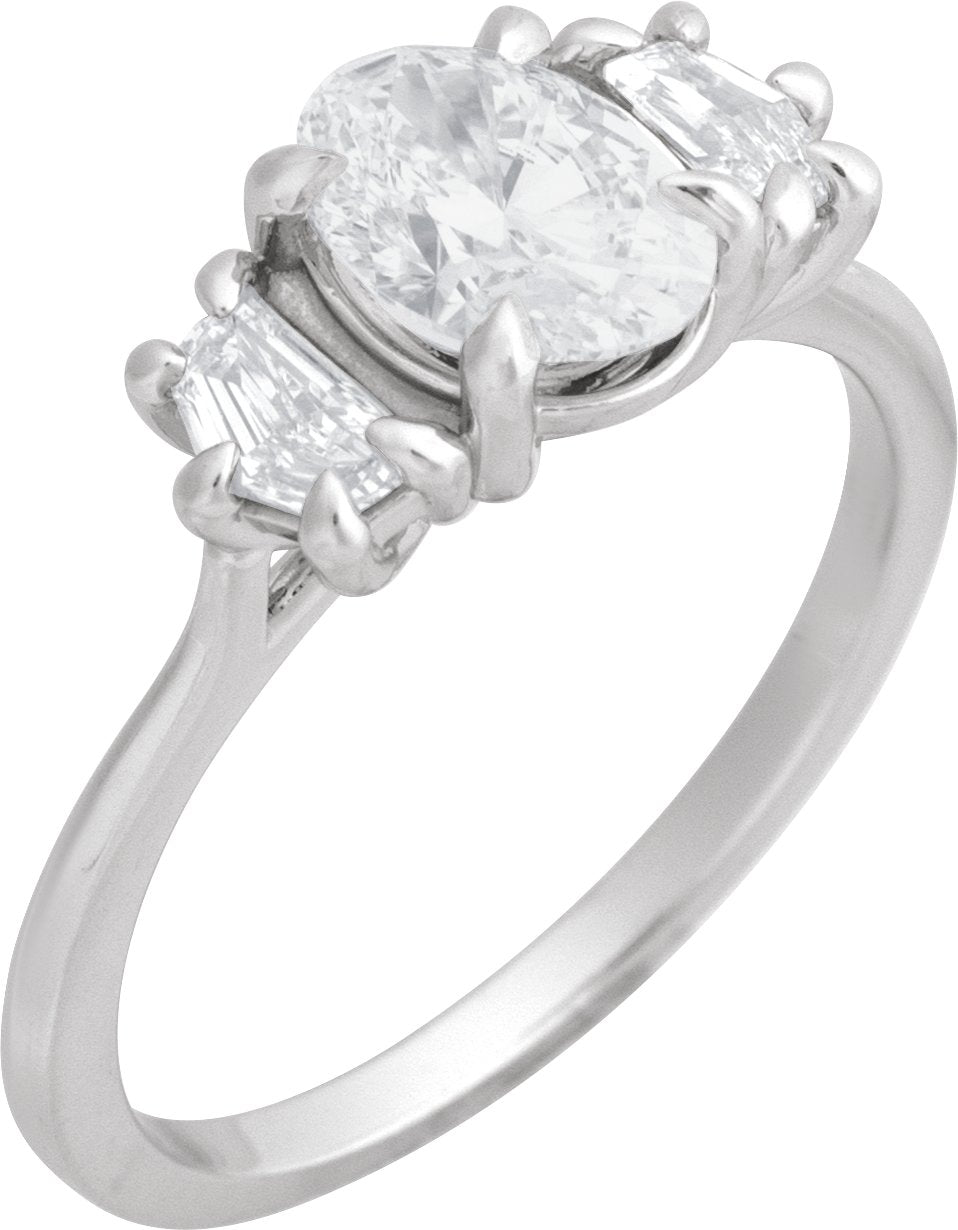 Claw-Prong Three-Stone Engagement Ring