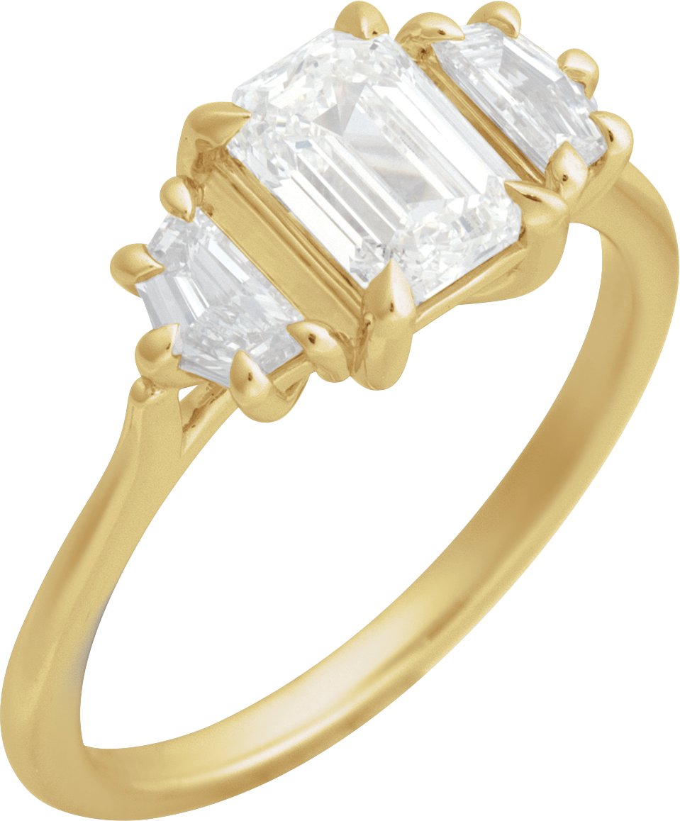 Claw-Prong Three-Stone Engagement Ring