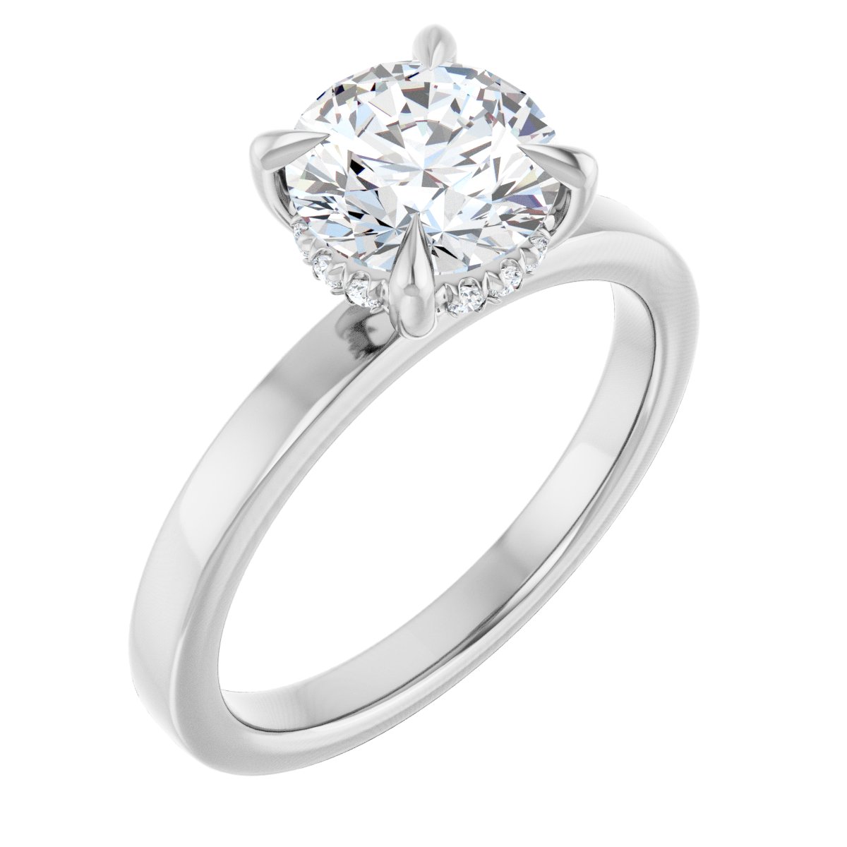 Claw-Prong Hidden Halo-Style Engagement Ring