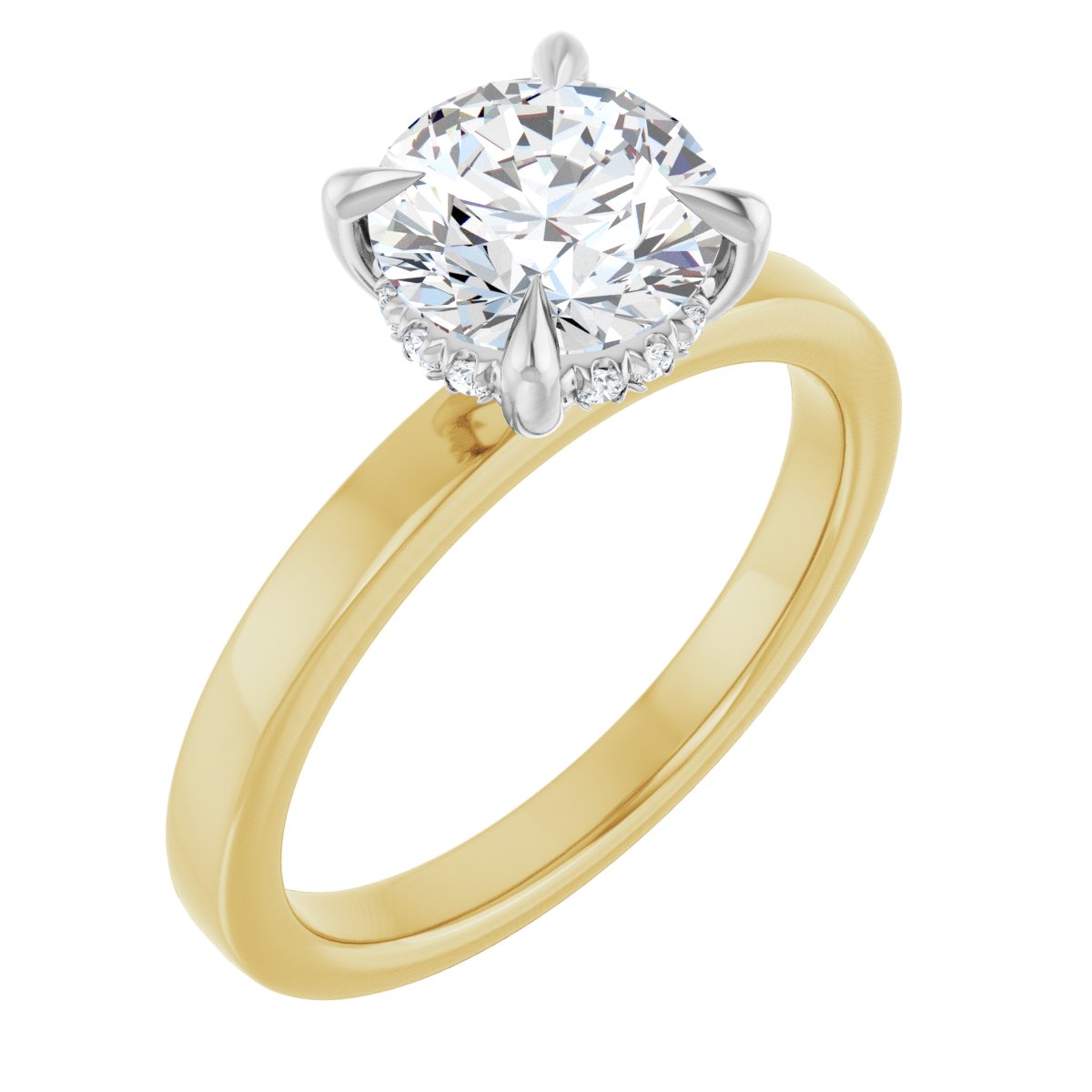 Claw-Prong Hidden Halo-Style Engagement Ring