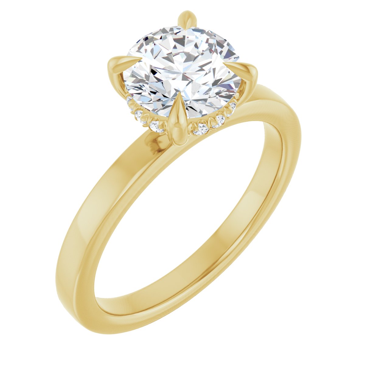Claw-Prong Hidden Halo-Style Engagement Ring