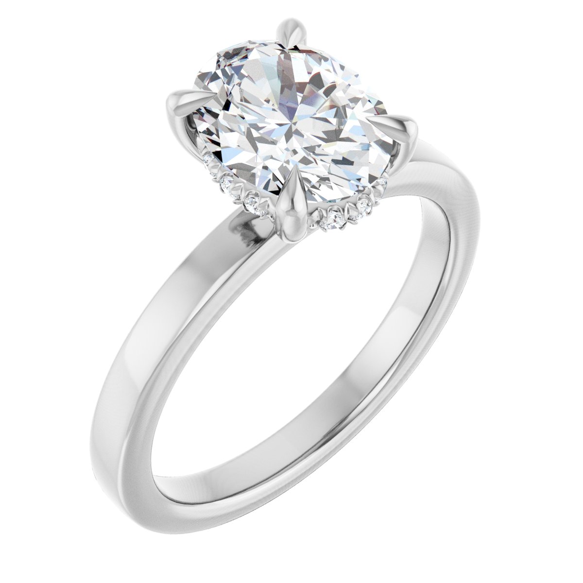 Claw-Prong Hidden Halo-Style Engagement Ring