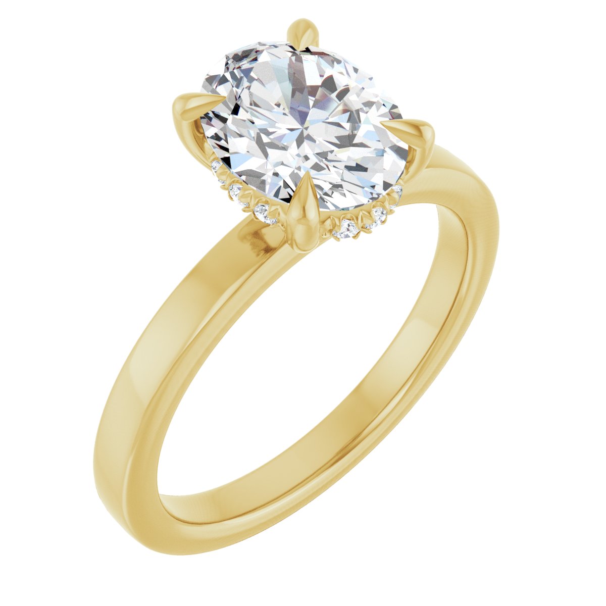Claw-Prong Hidden Halo-Style Engagement Ring