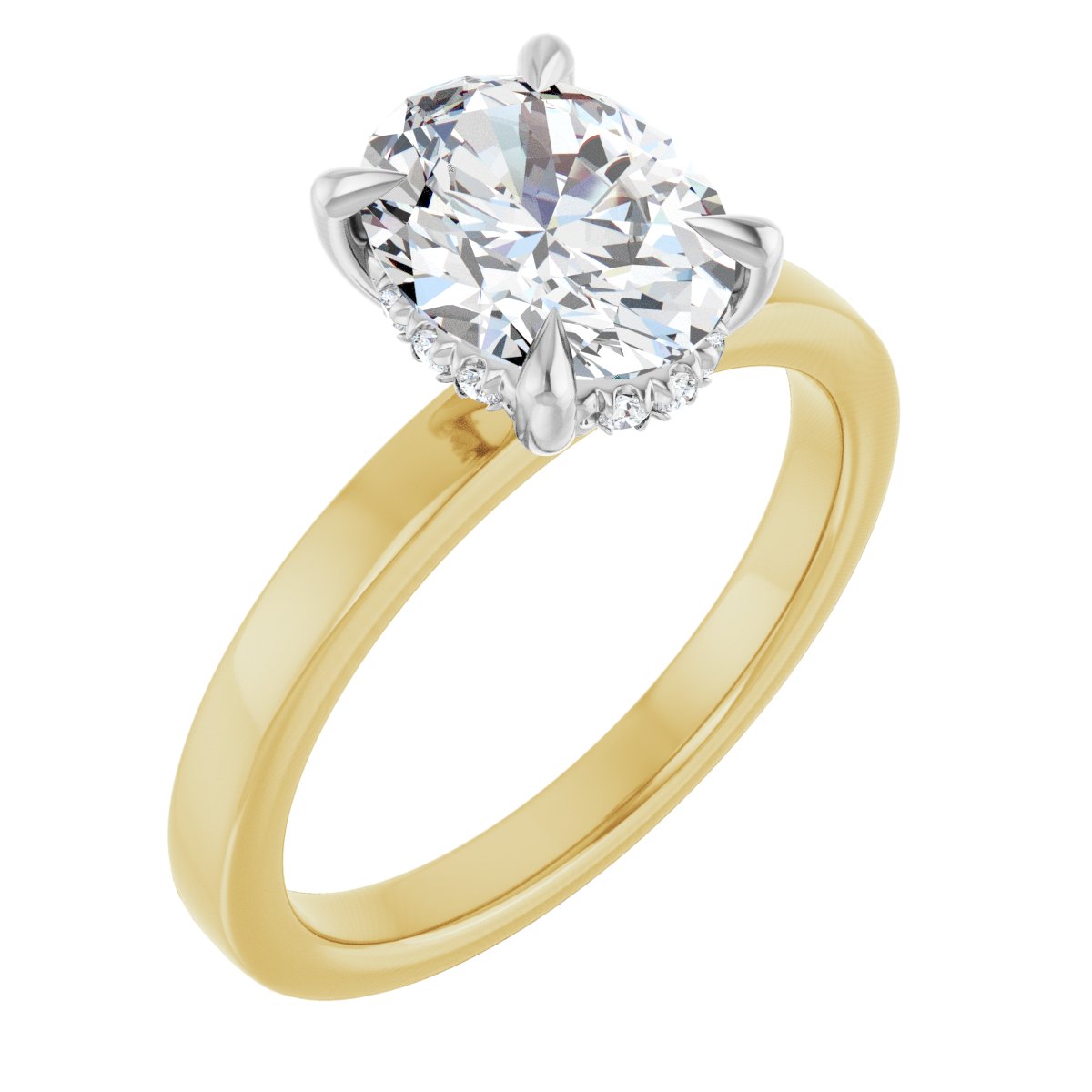 Claw-Prong Hidden Halo-Style Engagement Ring