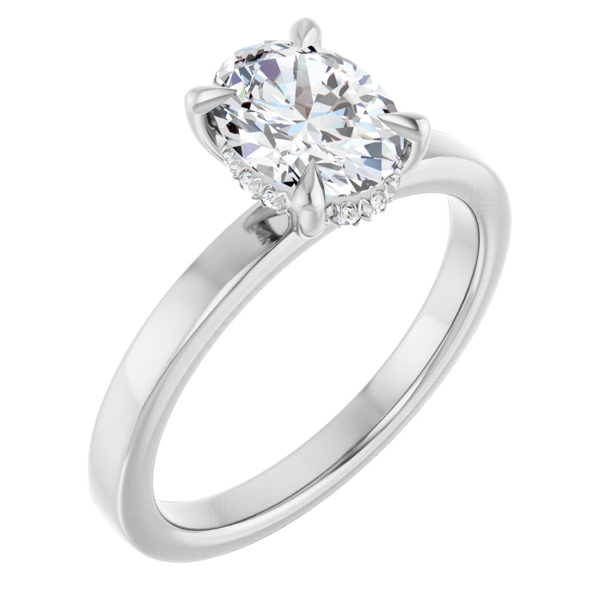 Claw-Prong Hidden Halo-Style Engagement Ring