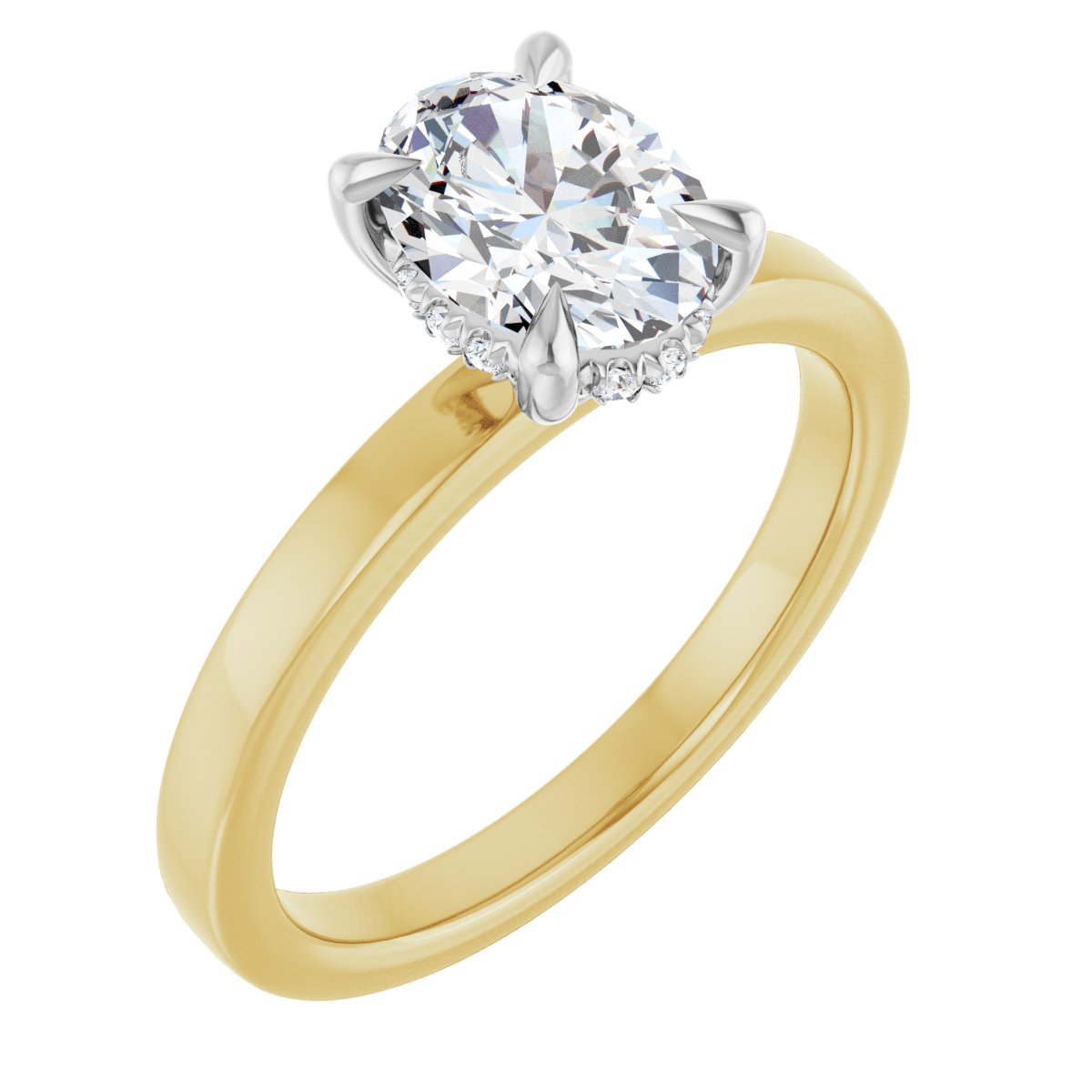 Claw-Prong Hidden Halo-Style Engagement Ring