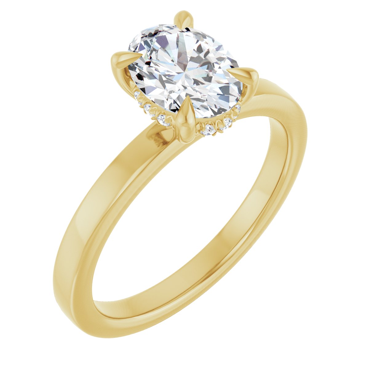 Claw-Prong Hidden Halo-Style Engagement Ring