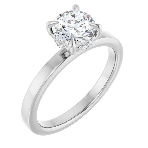 Claw-Prong Hidden Halo-Style Engagement Ring