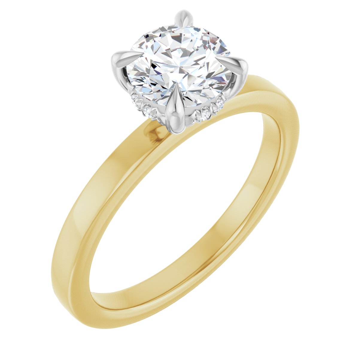 Claw-Prong Hidden Halo-Style Engagement Ring