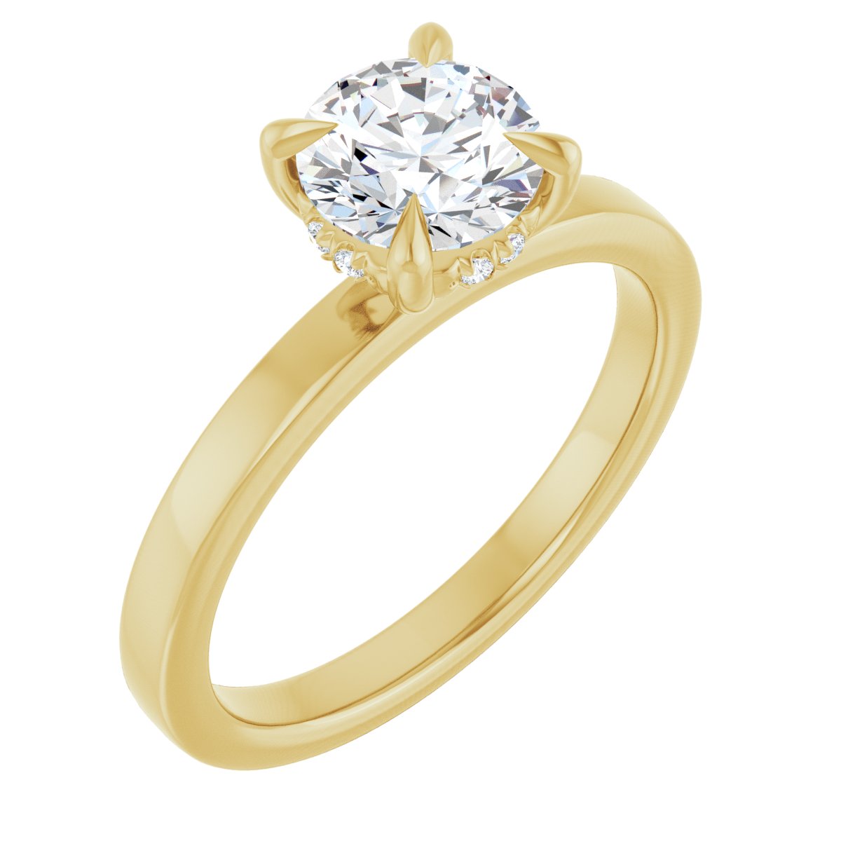 Claw-Prong Hidden Halo-Style Engagement Ring