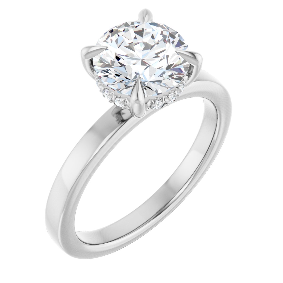 Claw-Prong Hidden Halo-Style Engagement Ring