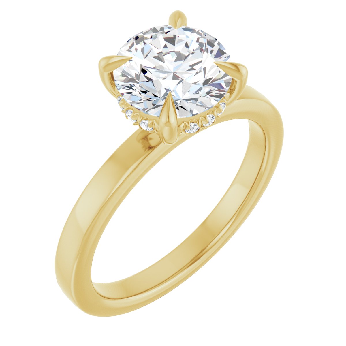 Claw-Prong Hidden Halo-Style Engagement Ring