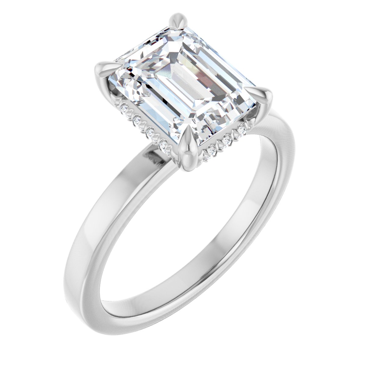 Claw-Prong Hidden Halo-Style Engagement Ring