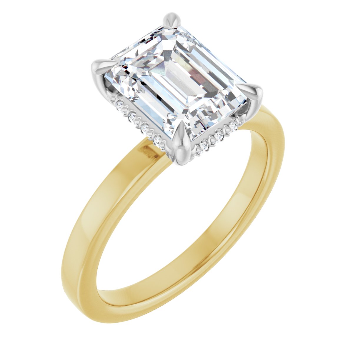 Claw-Prong Hidden Halo-Style Engagement Ring