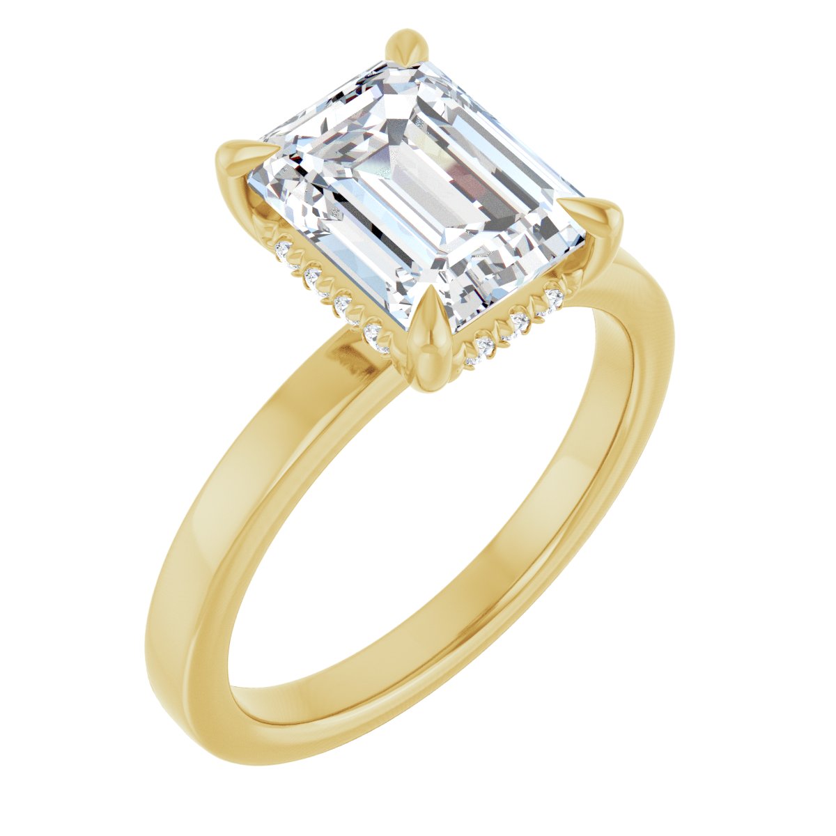 Claw-Prong Hidden Halo-Style Engagement Ring