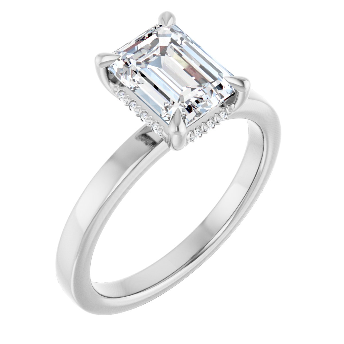 Claw-Prong Hidden Halo-Style Engagement Ring