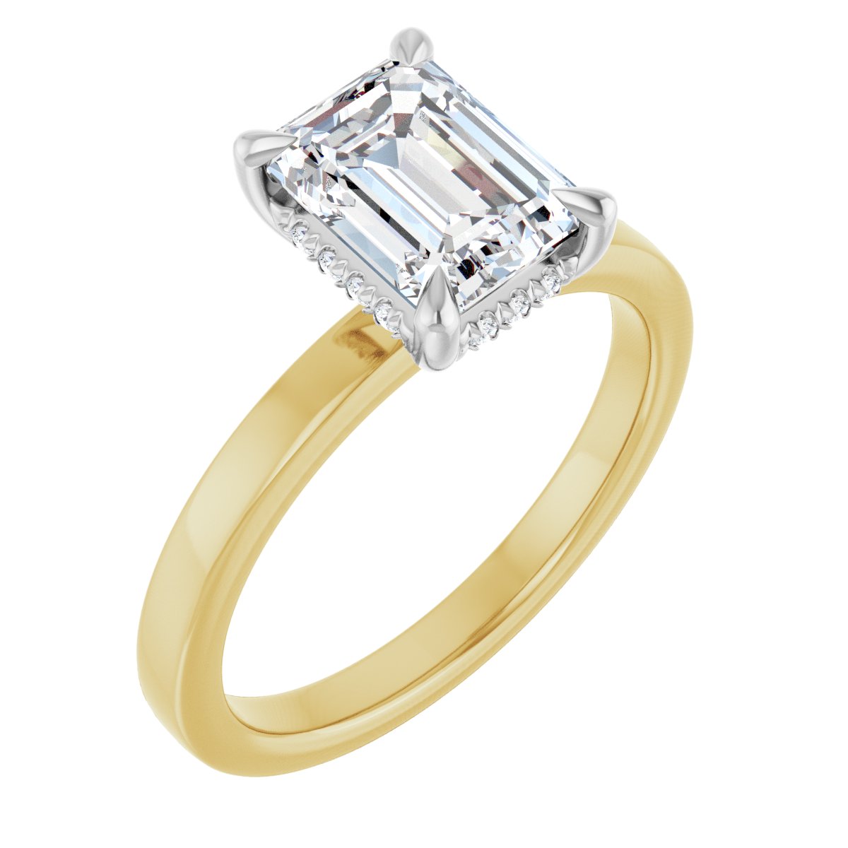 Claw-Prong Hidden Halo-Style Engagement Ring