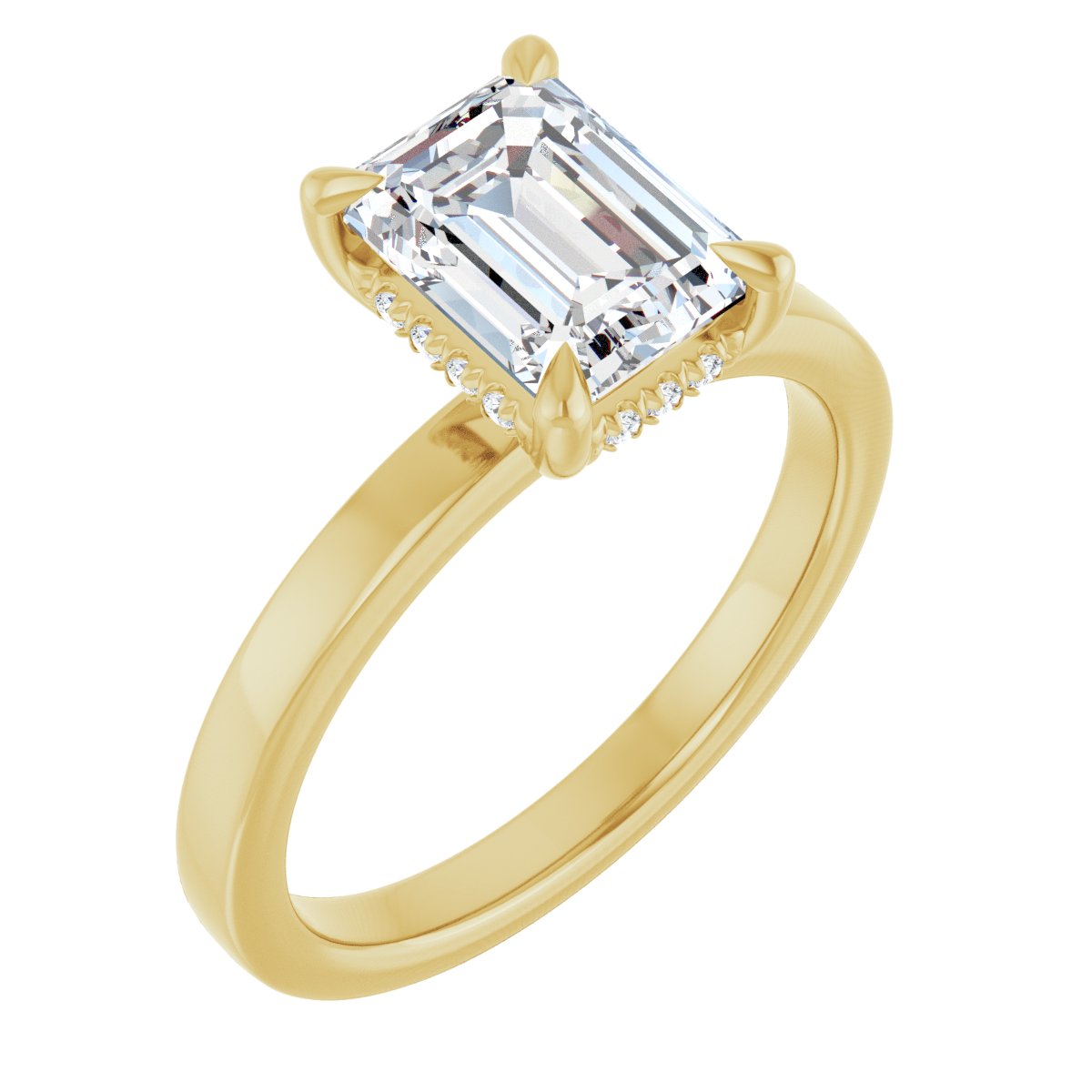 Claw-Prong Hidden Halo-Style Engagement Ring