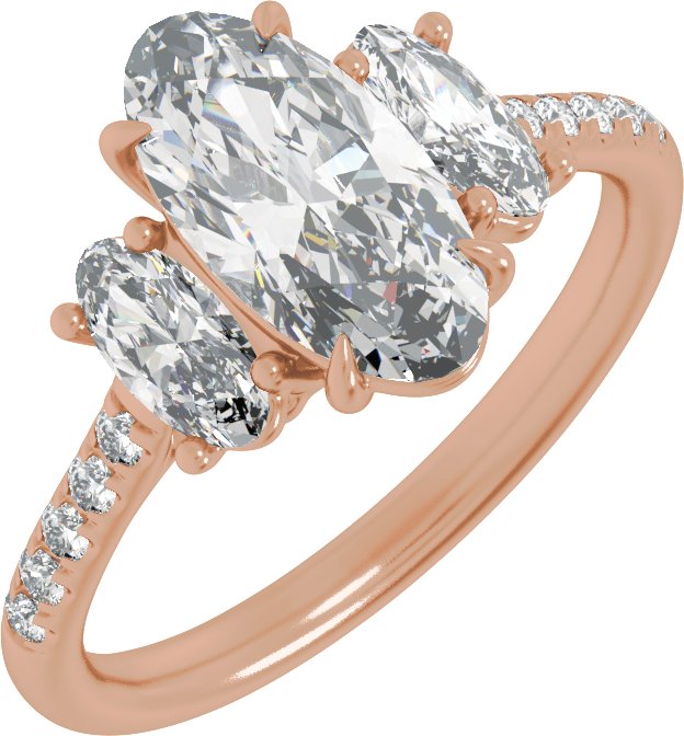Claw-Prong Three-Stone Engagement Ring