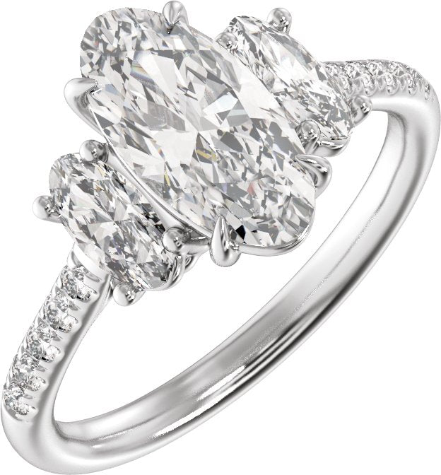 Claw-Prong Three-Stone Engagement Ring