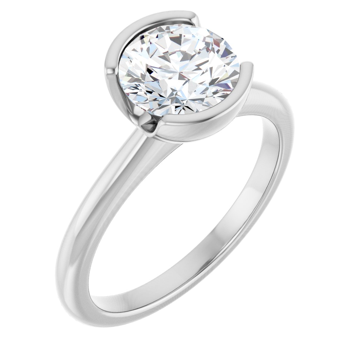 Solitaire Half-Bezel Engagement Ring