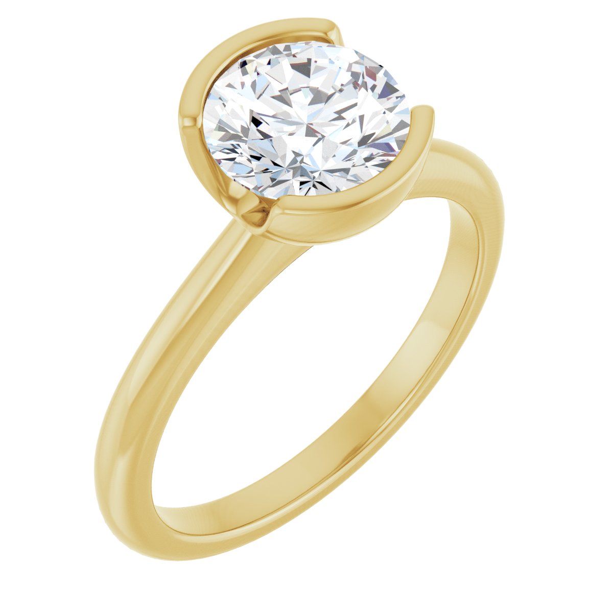 Solitaire Half-Bezel Engagement Ring