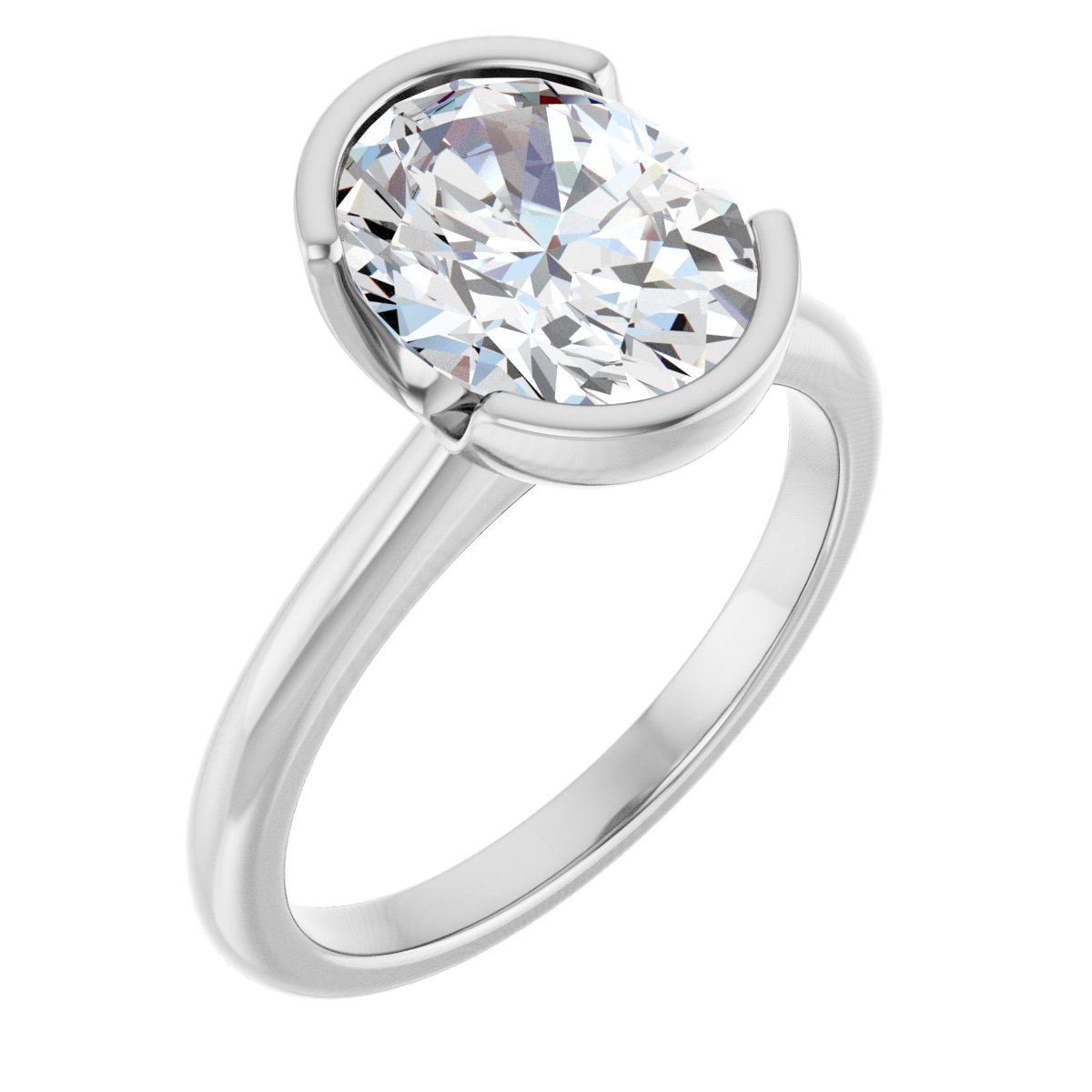 Solitaire Half-Bezel Engagement Ring