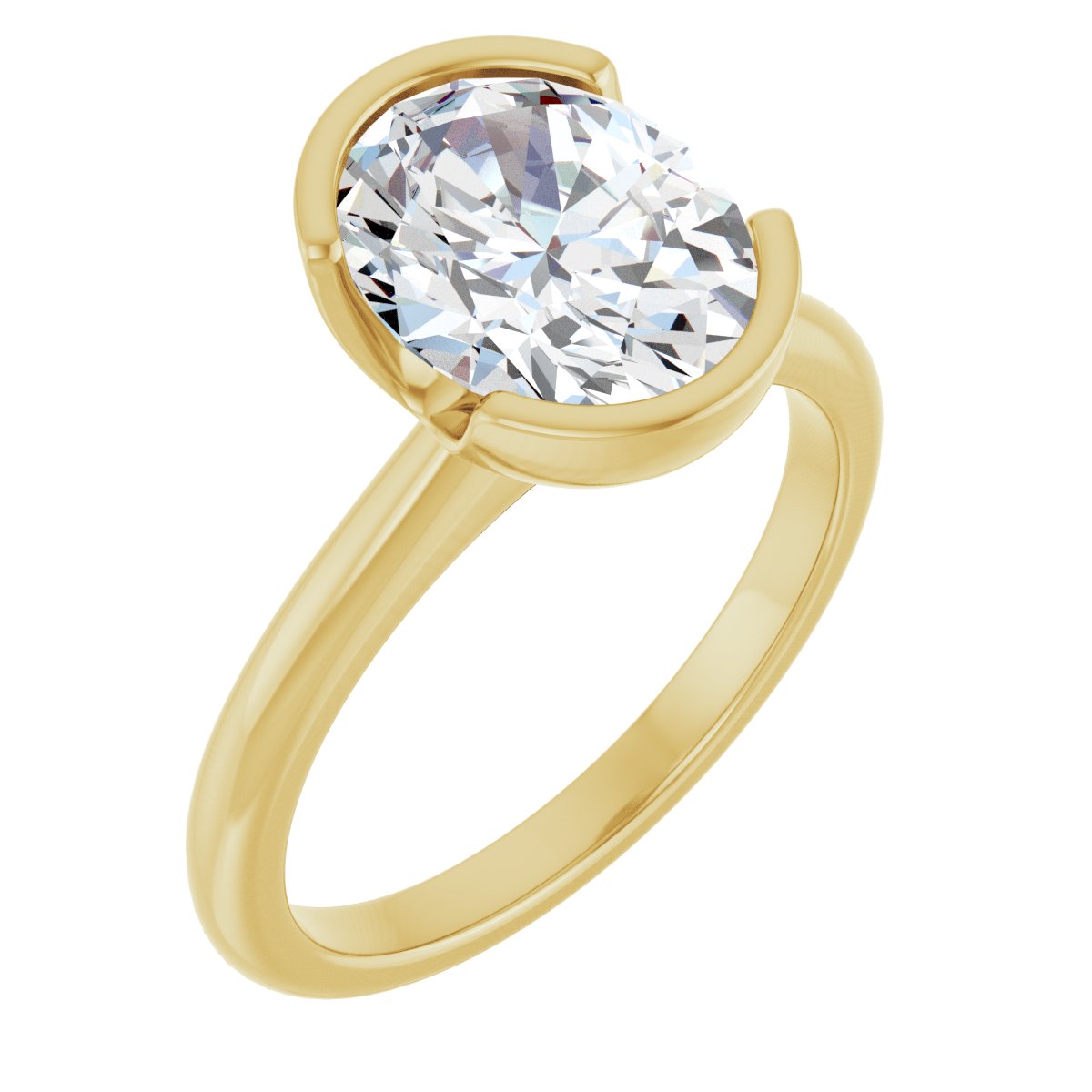 Solitaire Half-Bezel Engagement Ring