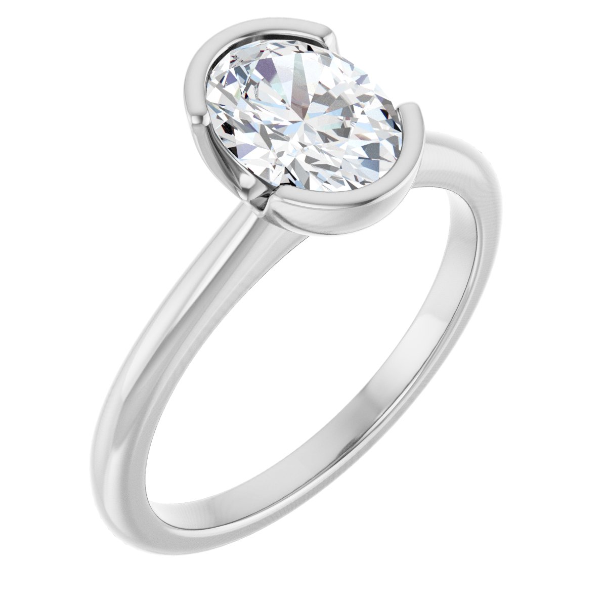 Solitaire Half-Bezel Engagement Ring