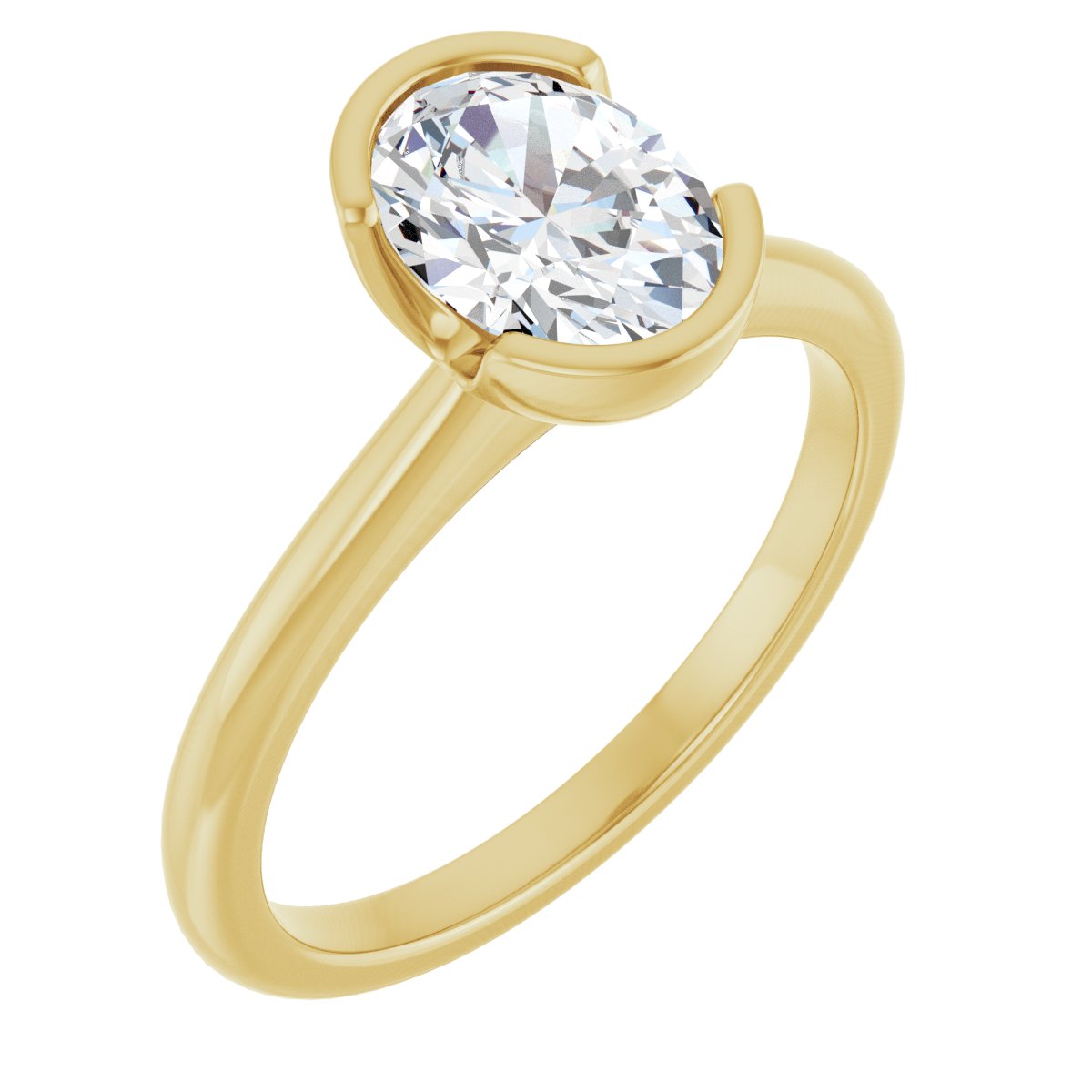 Solitaire Half-Bezel Engagement Ring
