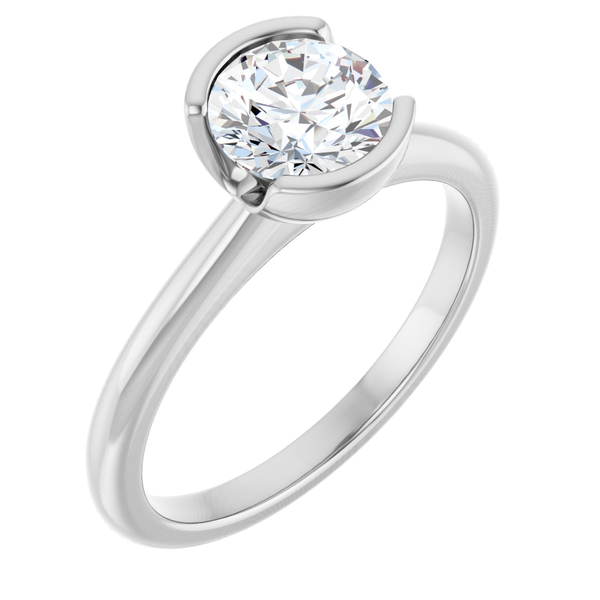 Solitaire Half-Bezel Engagement Ring