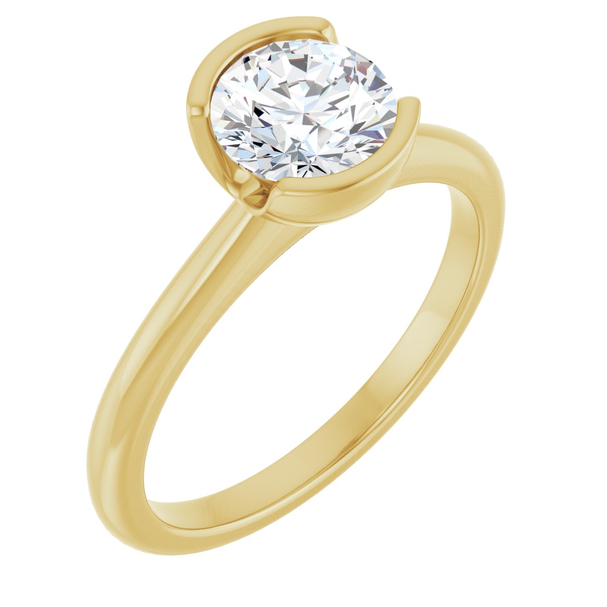 Solitaire Half-Bezel Engagement Ring