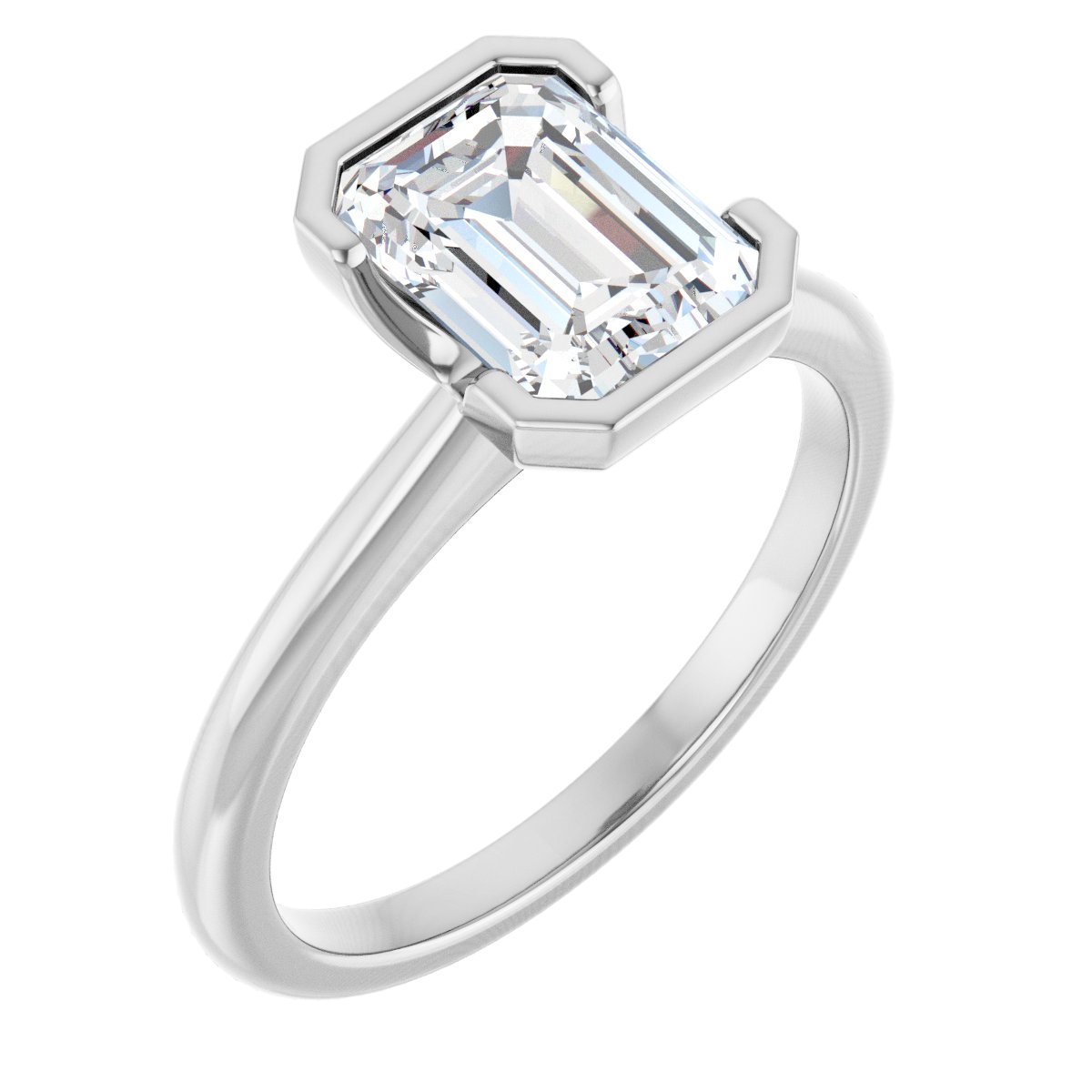 Solitaire Half-Bezel Engagement Ring