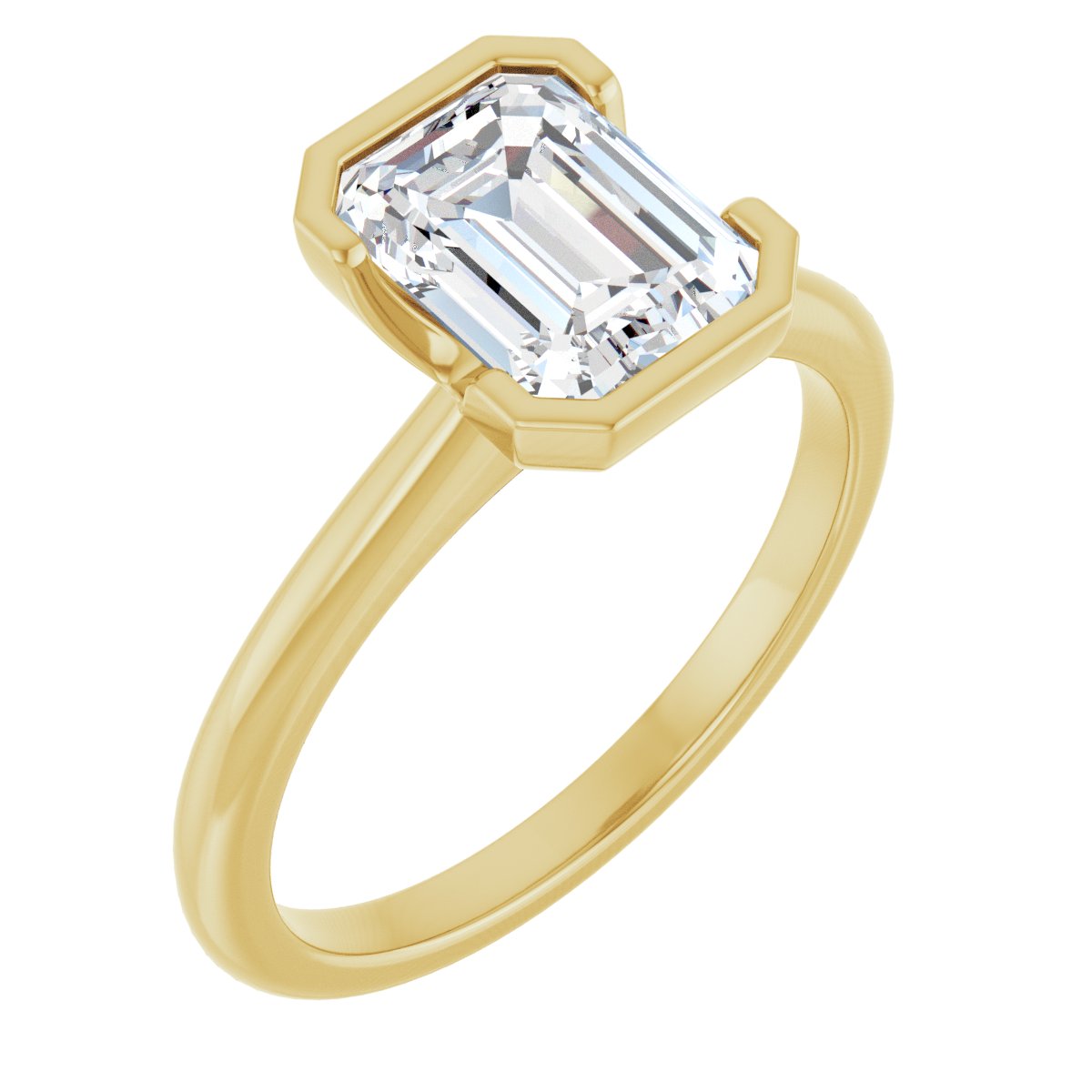Solitaire Half-Bezel Engagement Ring