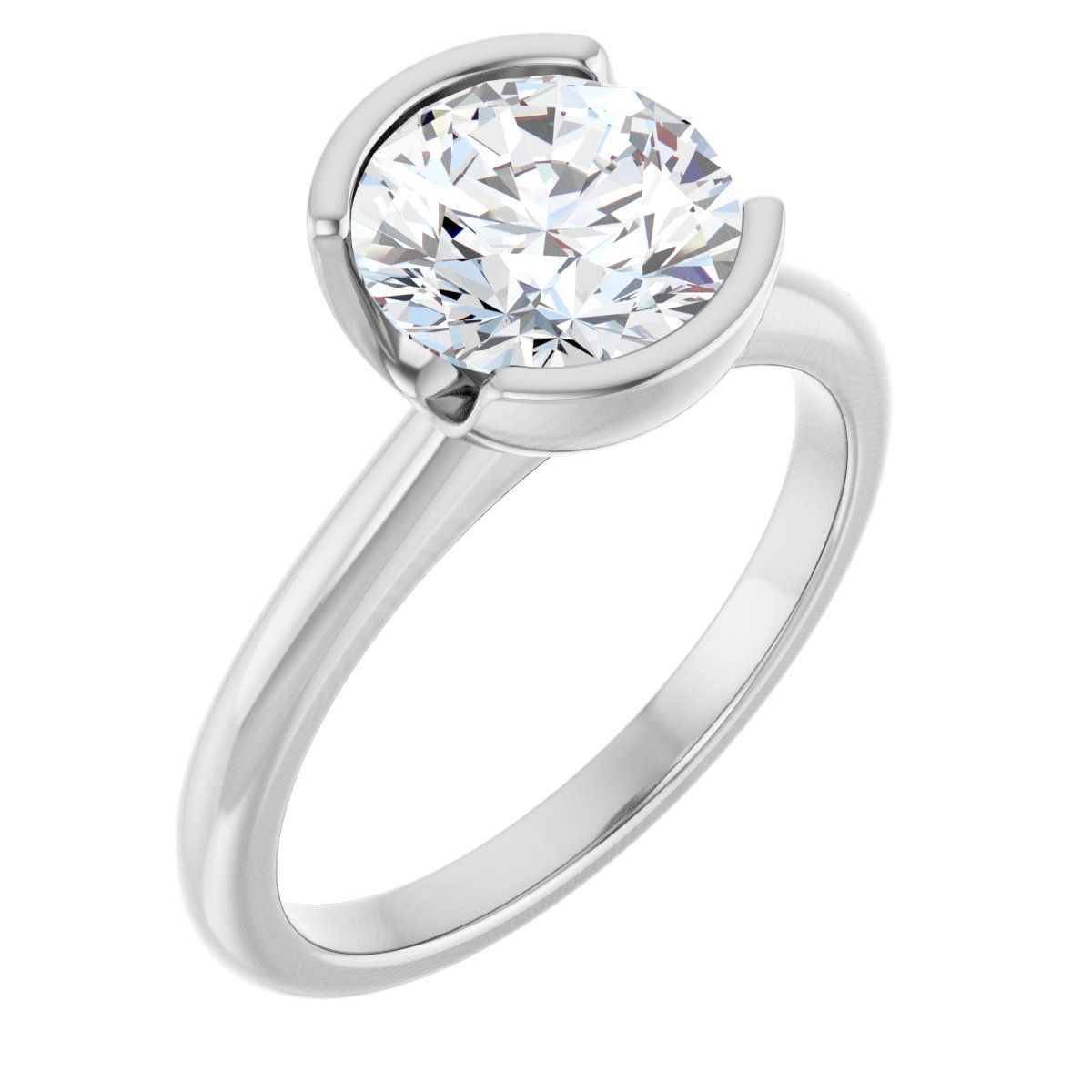 Solitaire Half-Bezel Engagement Ring