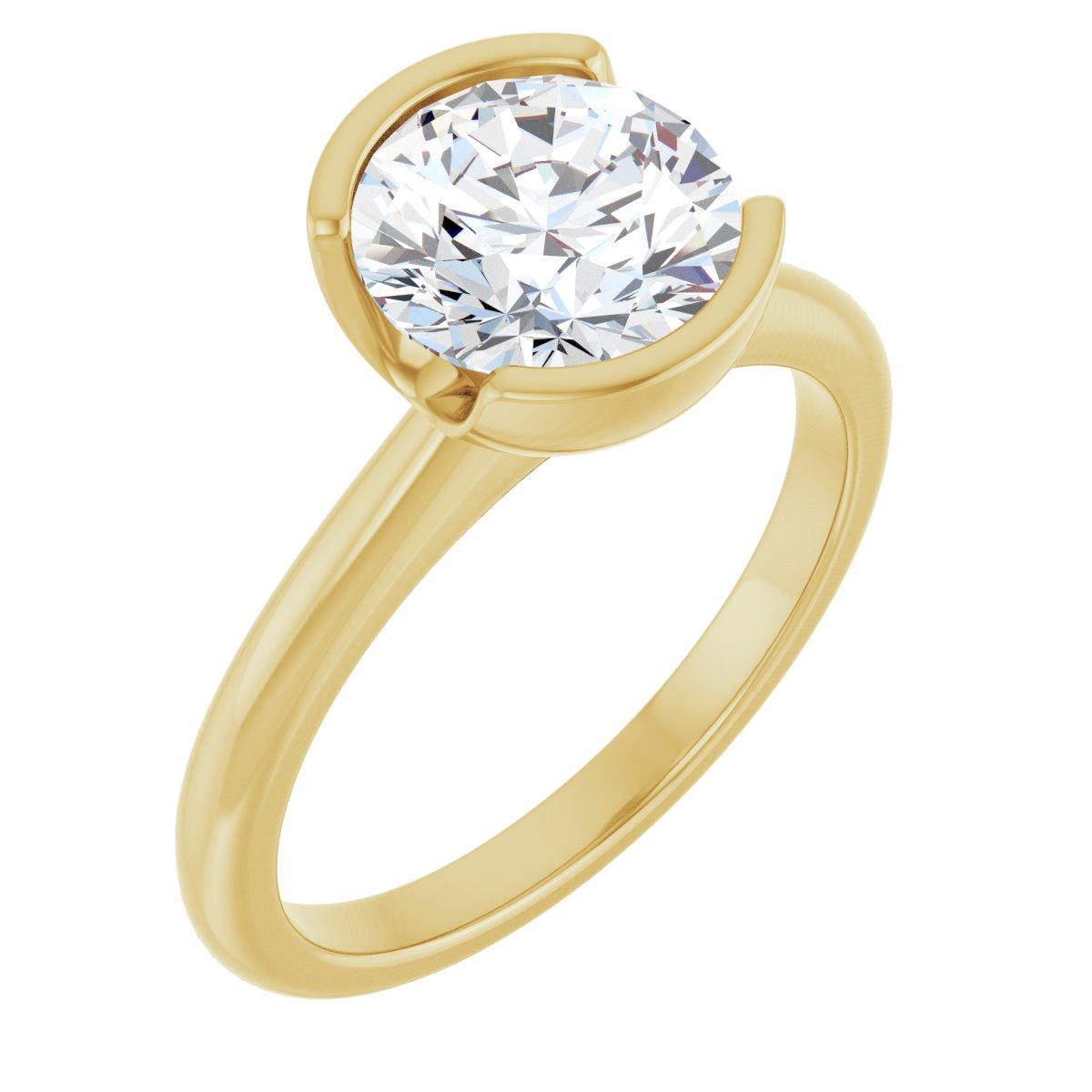 Solitaire Half-Bezel Engagement Ring