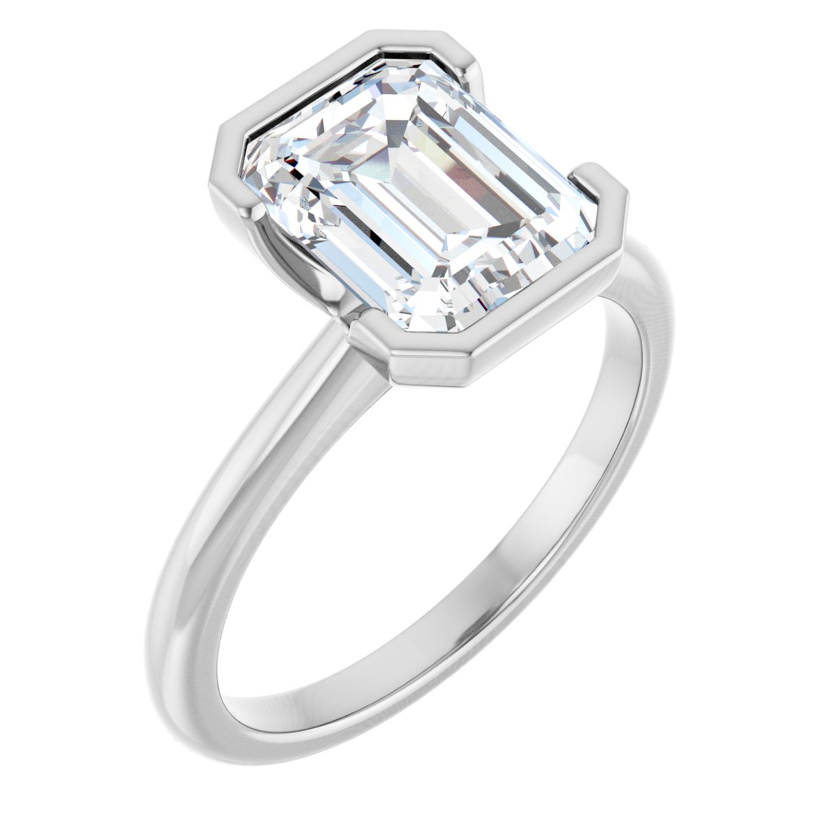 Solitaire Half-Bezel Engagement Ring