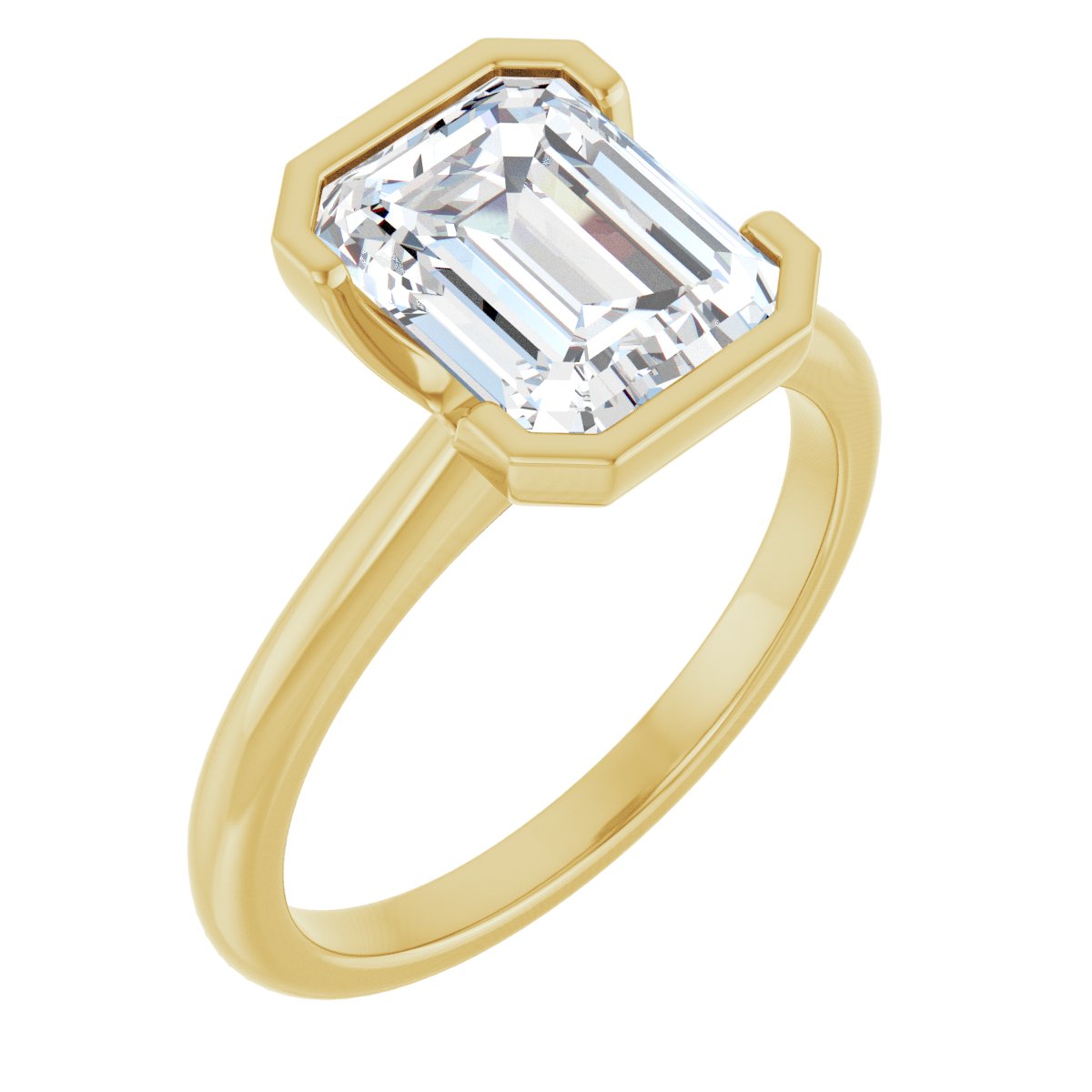 Solitaire Half-Bezel Engagement Ring