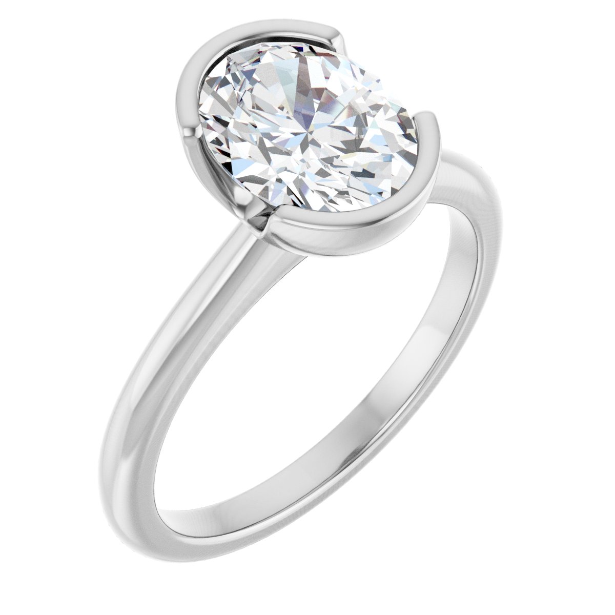 Solitaire Half-Bezel Engagement Ring
